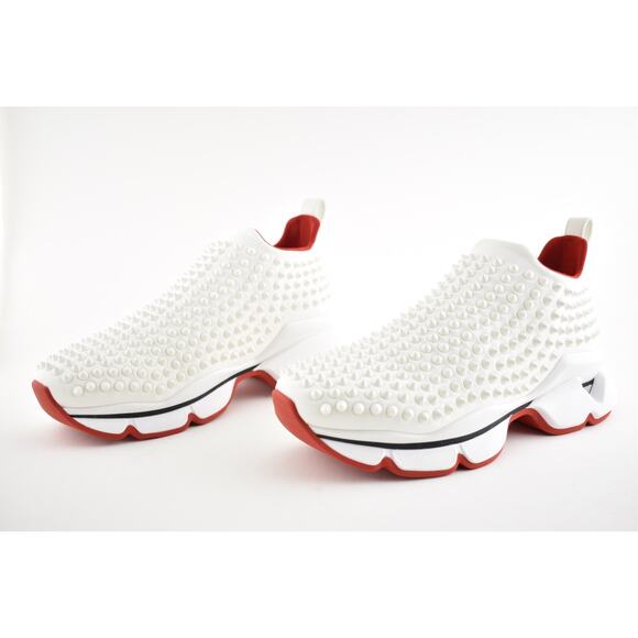 Christian Louboutin Spike Sock Donna Flat Snow White Red Neoprene Sneaker 36 - Picture 8 of 10